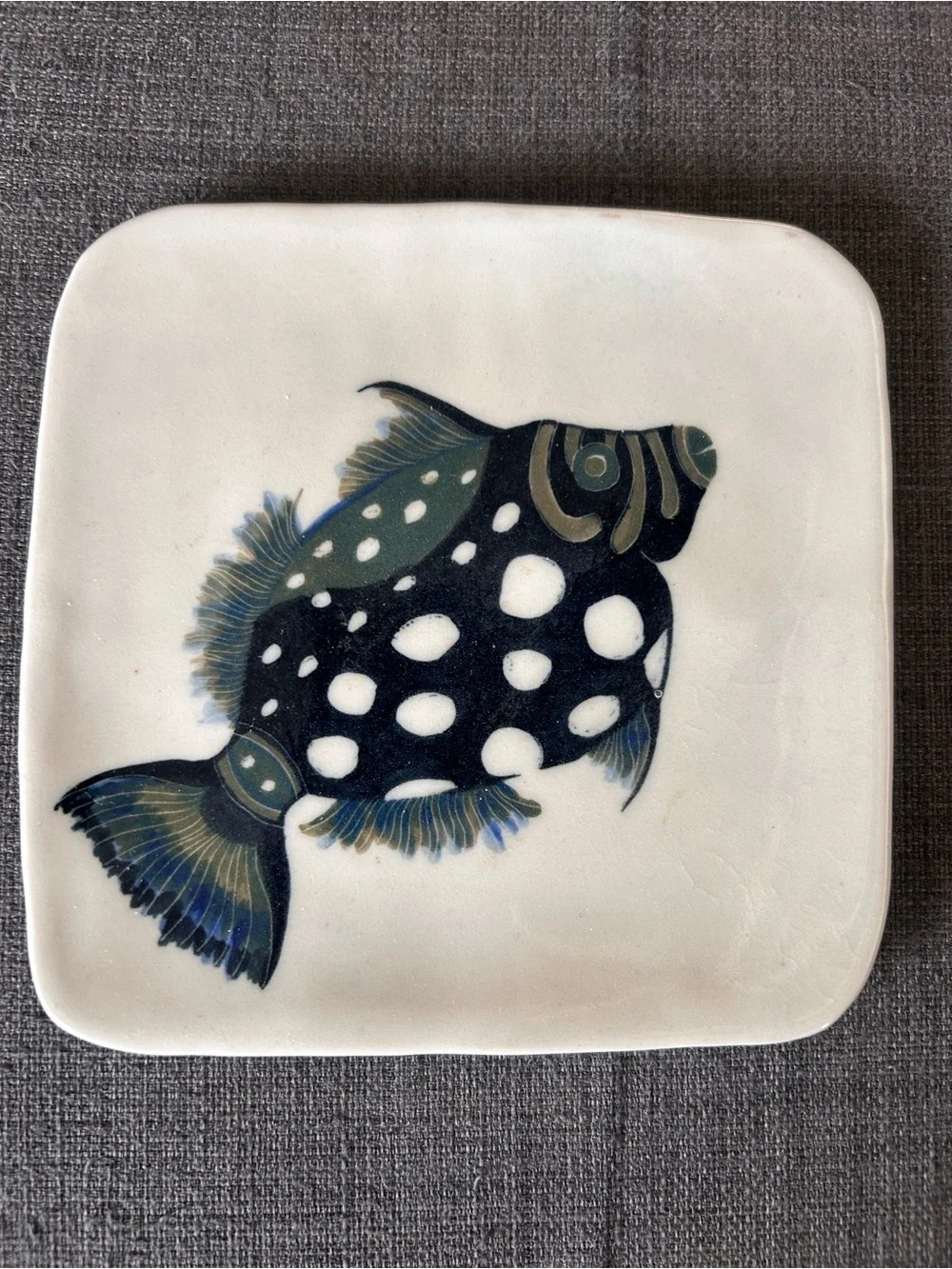 Vintage Studio Pottery Fish Plate Handcrafted Art Ceramic #0515261